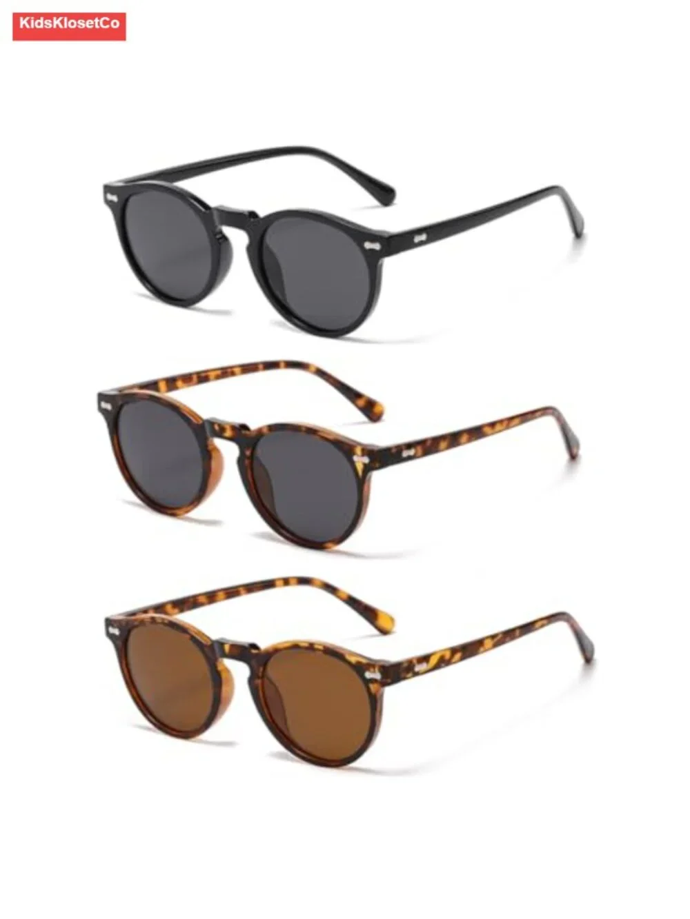 Kids Polarized Sunglasses Vintage Cute Round 3 Pack for Ages 3-8